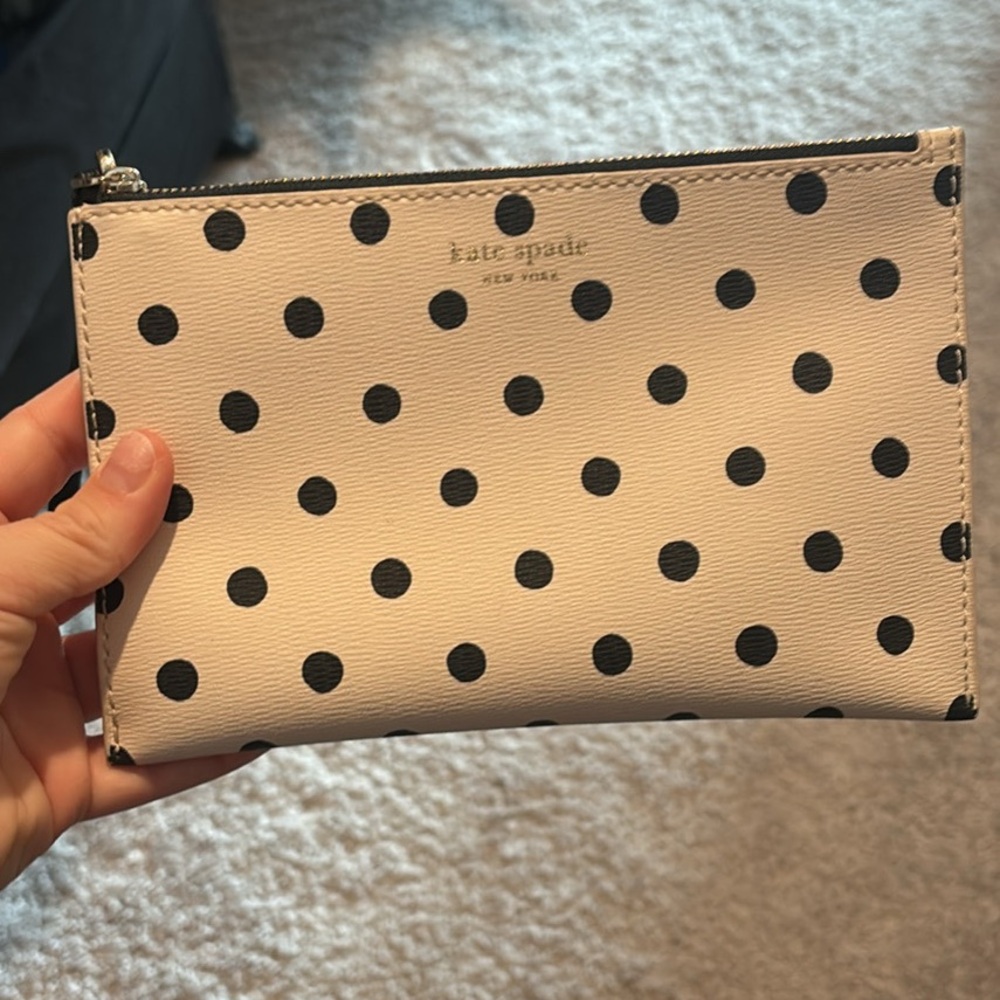 Kate Spade Cream and Black Polka Dot Wristlet